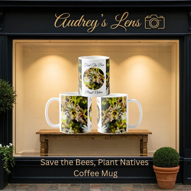 Caneca De Café Alimente as Abelhas, Plante Nativas (Criador carregado)