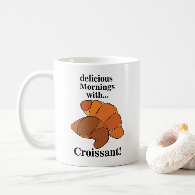 Caneca De Café Alimento de Café da Manhã Croissant (Com Donut)