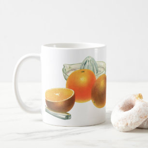 Caneca De Café Alimentos Antigos Frutas, Laranjas Maduras Espreme