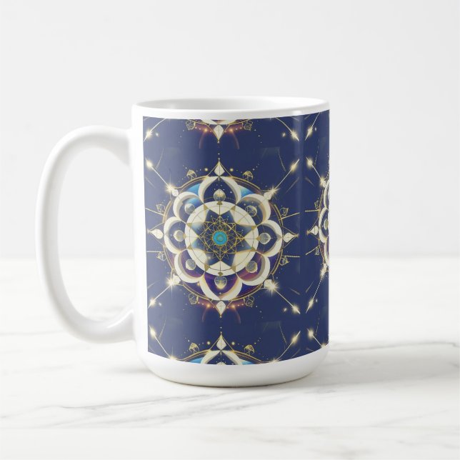 Caneca De Café Alinhamento Estelar Dourado – Um Universo de Geome (Esquerda)