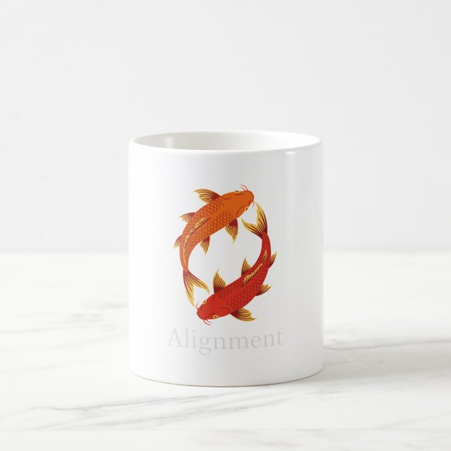Caneca De Café Alinhamento – Peixe Koi Símbolo de Equilíbrio, Cla (Centro)