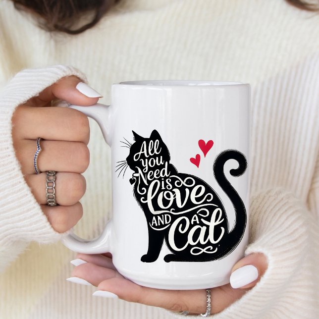 Caneca De Café All You need is Love and a Coffee Mug (Customize this cute All you need is Love and a cat design. )