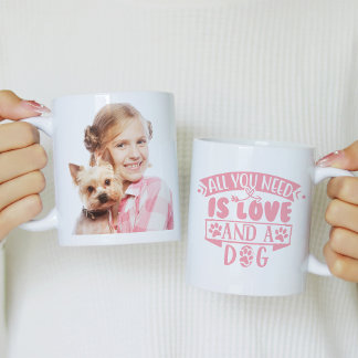 Caneca De Café All You Need is Love and a Dog Photo