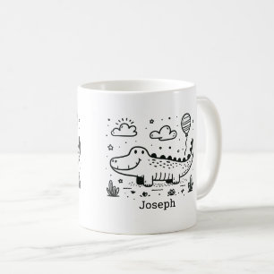 Caneca De Café Alligador Feliz com Balão - Arte de Enfermeiro Bon