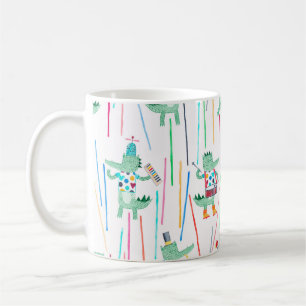 Caneca De Café Alligadores bonitos com instrumentos musicais. Wat