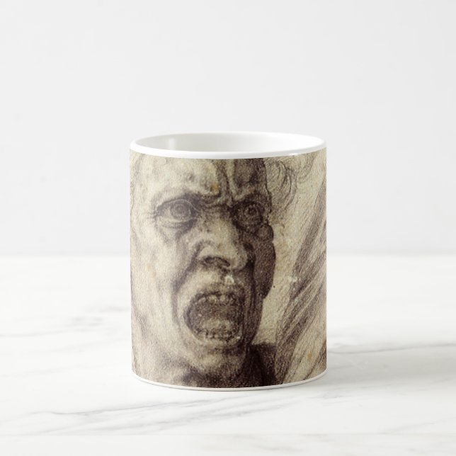 Caneca De Café Alma Danada de Michelangelo, Cabeça de um Homem (Centro)