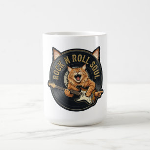 Caneca De Café Alma de Rock N Roll Gato Vintage Tocando Guitarra