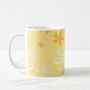 Caneca De Café almofada de lançamento com padrão floral branco e