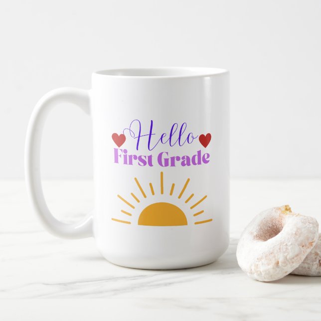 Caneca De Café Alô, 1º ano - Professora divertida Coffee Mug (Com Donut)