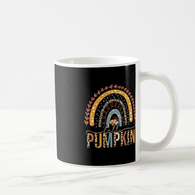 Caneca De Café Alô Pumpkin Leopard Rainbow Autumn Season Fall V (Direita)