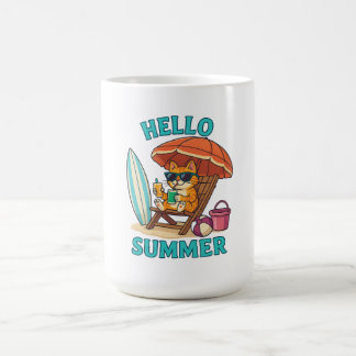 Caneca De Café Alô Summer Cat T-Shirt - Bonita oferta de cartoon