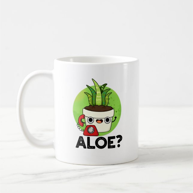 Caneca De Café Aloe Funny Hello Aloe Vera Plant Pun (Esquerda)