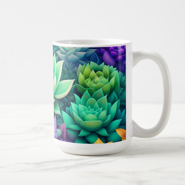 Caneca De Café Aloe Vera e Succulents Collage (Direita)