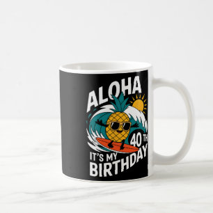 Caneca De Café Aloha 40º Aniversário Havaí Abacaxi Surfe Trópico