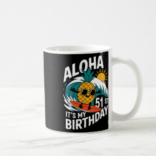 Caneca De Café Aloha 51º Aniversário Havaí Abacaxi Surfing Tropi