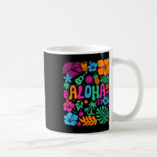 Caneca De Café Aloha Havaí Boho Retro Shaka Hibisco Férias Tr