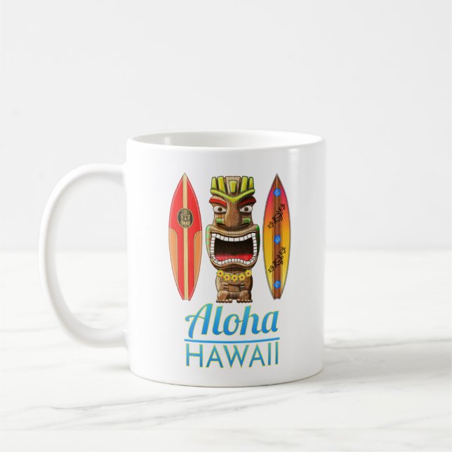 Caneca De Café Aloha Hawaii Havaii Surfing Tiki (Esquerda)