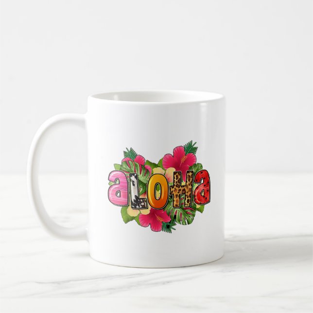 Caneca De Café Aloha Hawaiian Flower Trip To Hawai Summer Holiday (Esquerda)