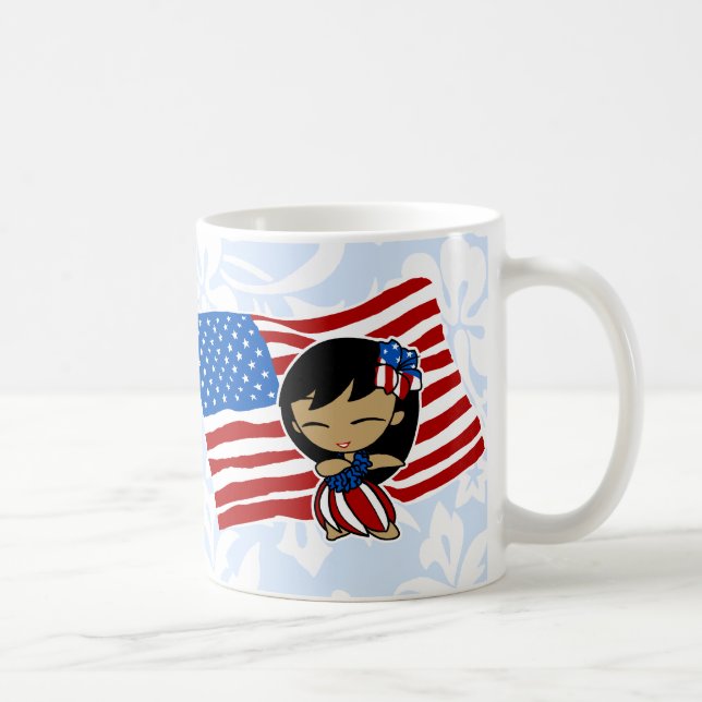Caneca De Café Aloha Honys USA Flag Hula Girl Mugs (Direita)