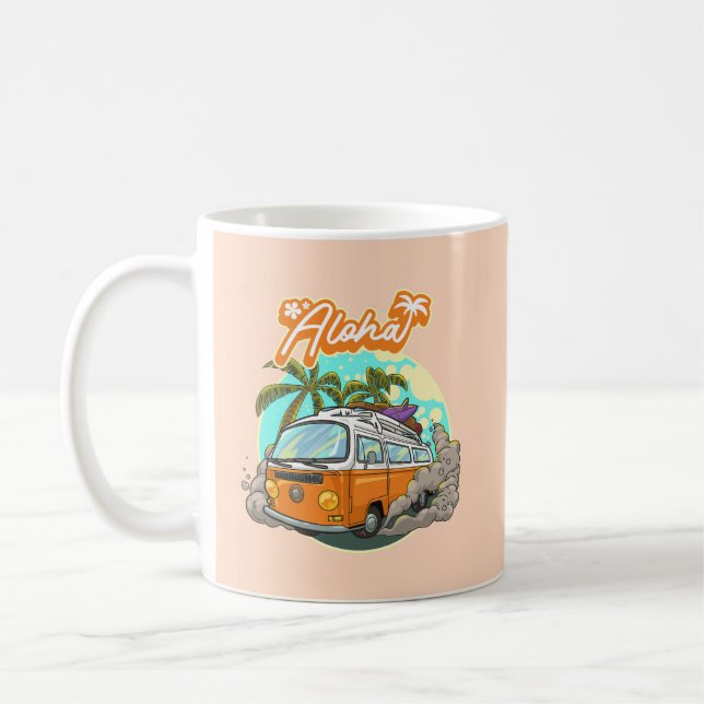 Caneca De Café Aloha Retro Surf Van (Esquerda)