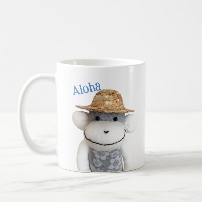 Caneca De Café Aloha Sock Monkey(Boy) (Esquerda)
