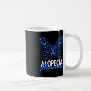 Caneca De Café Alopecia Consciência Azul Fita Borboleta Alopecia