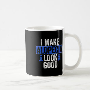 Caneca De Café Alopecia Parece Bom Cabelo Perda Azul Fita Consciê
