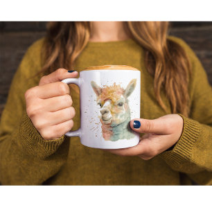 Caneca De Café Alpacas em Aquarela Caprichosa