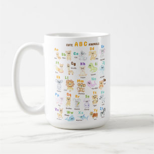 Caneca De Café Alphabet Animal ABC Animais de estimação