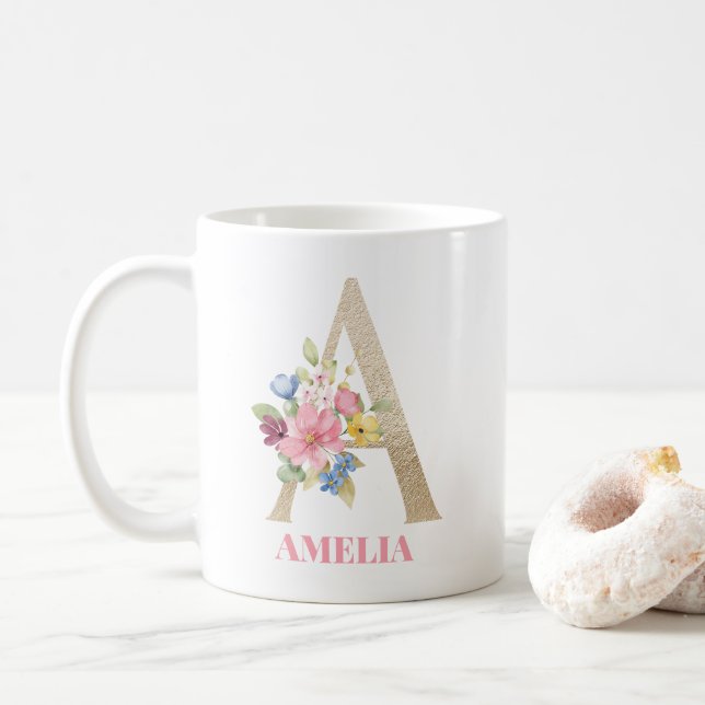 Caneca De Café Alphabet Mug Watercolor (Com Donut)