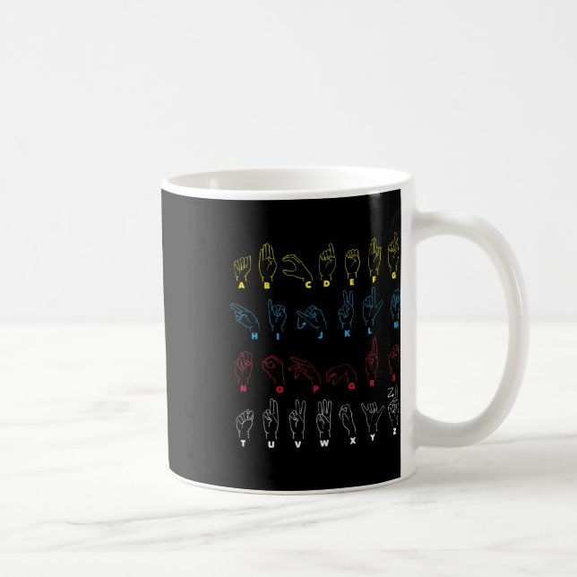 Caneca De Café Alphabet Teacher American Sing Language Asl Chart (Direita)