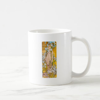 Caneca De Café Alphonse Mucha - Lily - Fronteira Branca