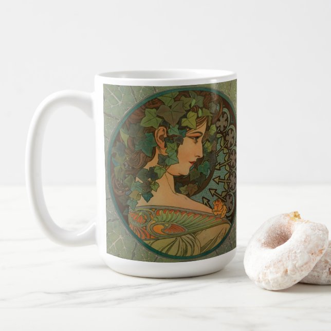Caneca De Café Alphonse Mucha mug design (Com Donut)