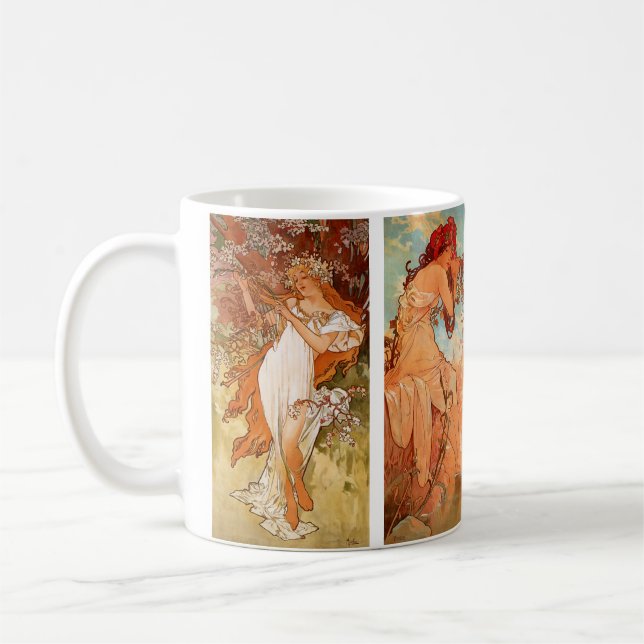 Caneca De Café Alphonse Mucha, Quatro Estações (Esquerda)