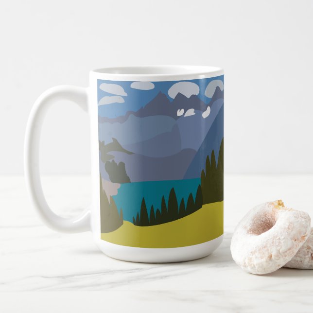 Caneca De Café Alps Mountain Lake (Com Donut)