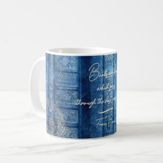 Caneca De Café Alte Bücher - goldene Ornamente - blau |
