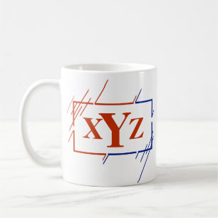 Caneca De Café Alteração do Monograma Inicial Traços Azuis Castan