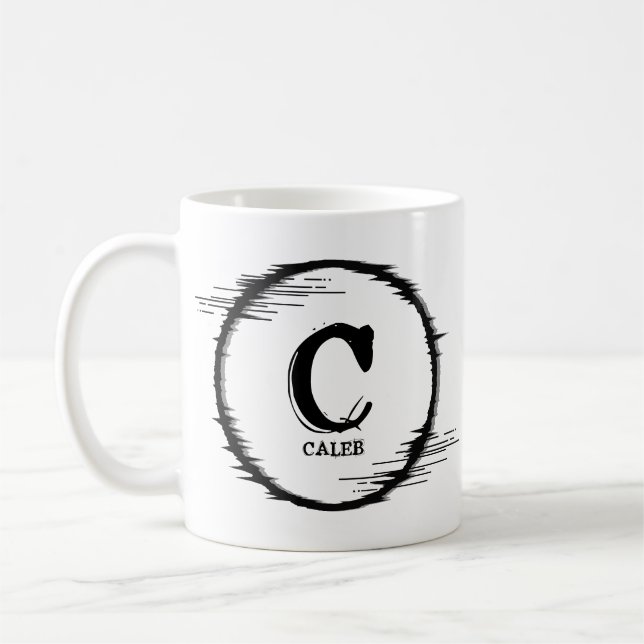 Caneca De Café Alterar Nome da Adição Inicial Distorcida Círculo  (Esquerda)