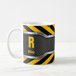 Caneca De Café Alterar Nome da Adição Inicial O P Q R S T Amarelo
