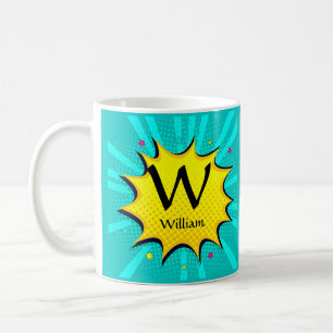 Caneca De Café Alterar Nome da Adição Inicial, Pop Art - W X Y Z