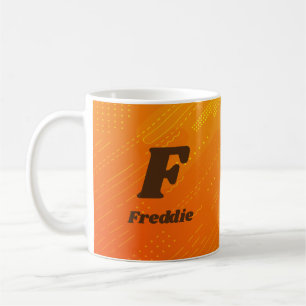 Caneca De Café Alterar Nome do Adição Inicial Laranja Amarelo F H