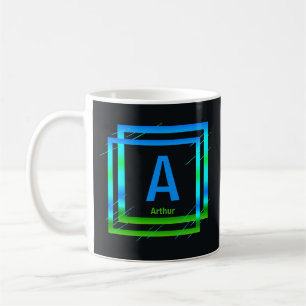 Caneca De Café Alterar Nome do Adição Inicial Praça Verde Azul A