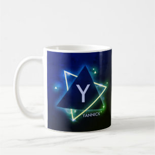 Caneca De Café Alterar Nome do Adicionar Inicial Espaço Azul Ângu