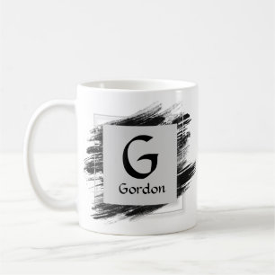 Caneca De Café Alterar Nome do Adicionar Inicial Pincel Preto - G