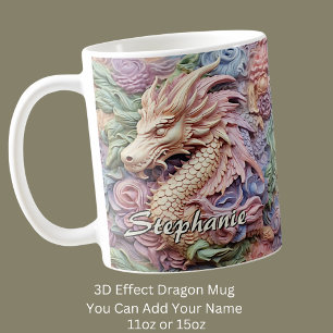 Caneca De Café Alterar Nome, Pastas Suaves Dragão de Efeito 3D