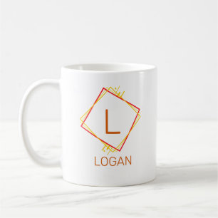 Caneca De Café Alterar o Nome do Adicionar Inicial Quadrados Amar