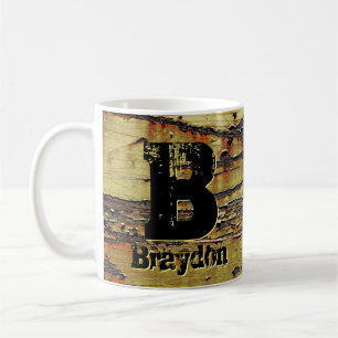 Caneca De Café Alterar o nome inicial A B C D E F G Rusty Metal,