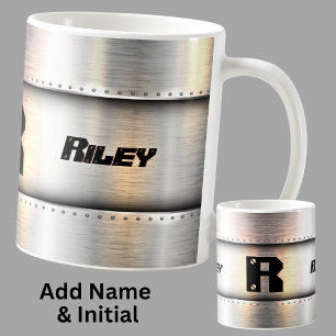 Caneca De Café Alterar o nome inicial da adição O P Q R S T Metal