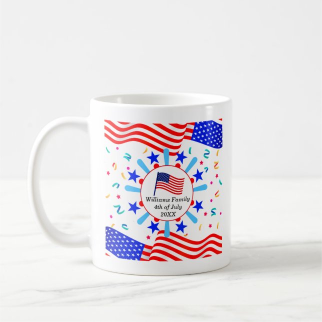 Caneca De Café Alterar qualquer texto EUA Sinalizar Independência (Esquerda)
