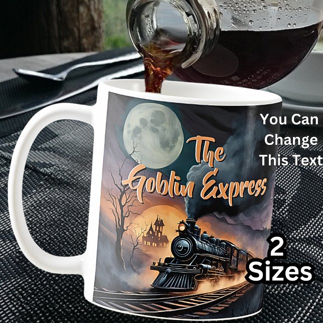 Caneca De Café Alterar Texto, Goblin Express Halloween Train (Criador carregado)